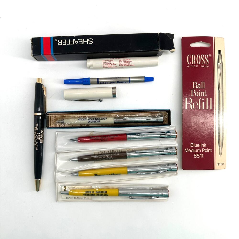 7 pc vintage advertising pen lot Sheaffer Garland Bubble Head Cross OU 1981